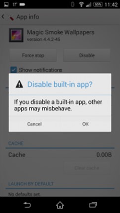 tiltsa le a beépített app-android