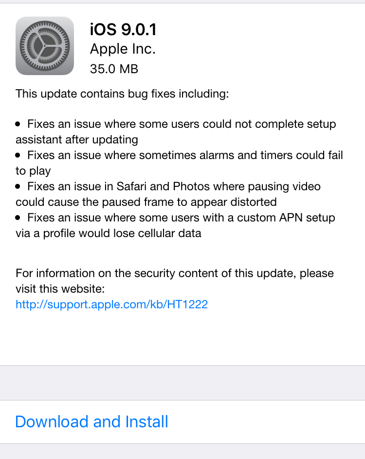 Télécharger et installer iOS 9.0.1