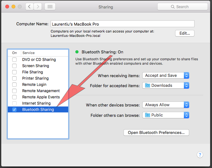 Bluetooth-deling OS X