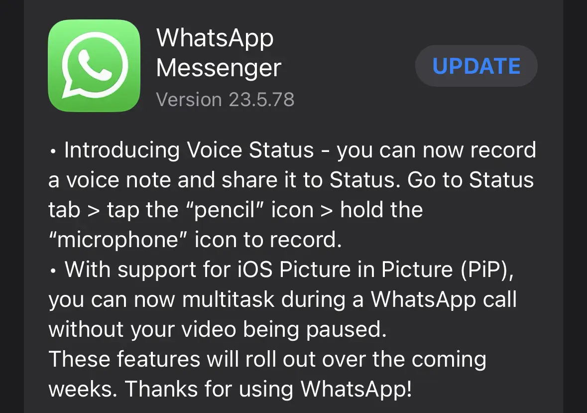 "WhatsApp" Voice Status